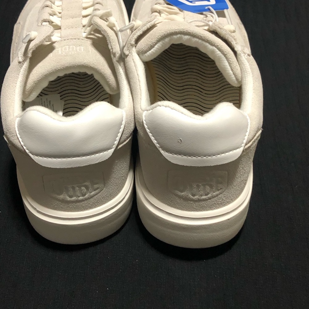 Hey Dude Men's Hudson Suede Vintage Varsity Shoes, Size 10, 42018-143, White - Picture 3 of 6